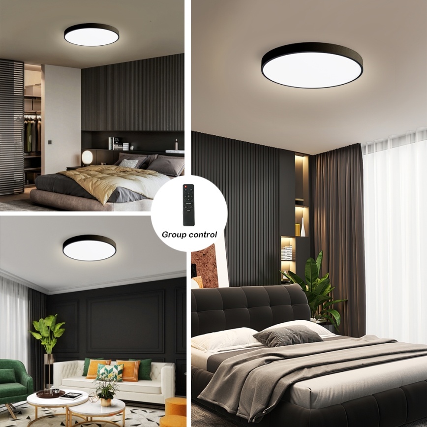 Brilagi - LED dimbare plafondlamp POOL SMART LED/60W/230V 50 cm 3000-6000K Wi-Fi Tuya + afstandsbediening zwart