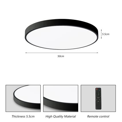 Brilagi - LED dimbare plafondlamp POOL SMART LED/60W/230V 50 cm 3000-6000K Wi-Fi Tuya + afstandsbediening zwart