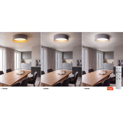 Brilagi - LED-dimbare plafondlamp VELVET SMARTIX LED/24W/230V 3000-6000K Ø 45 cm grijs/goud Wi-Fi Tuya Beacon + afstandsbediening