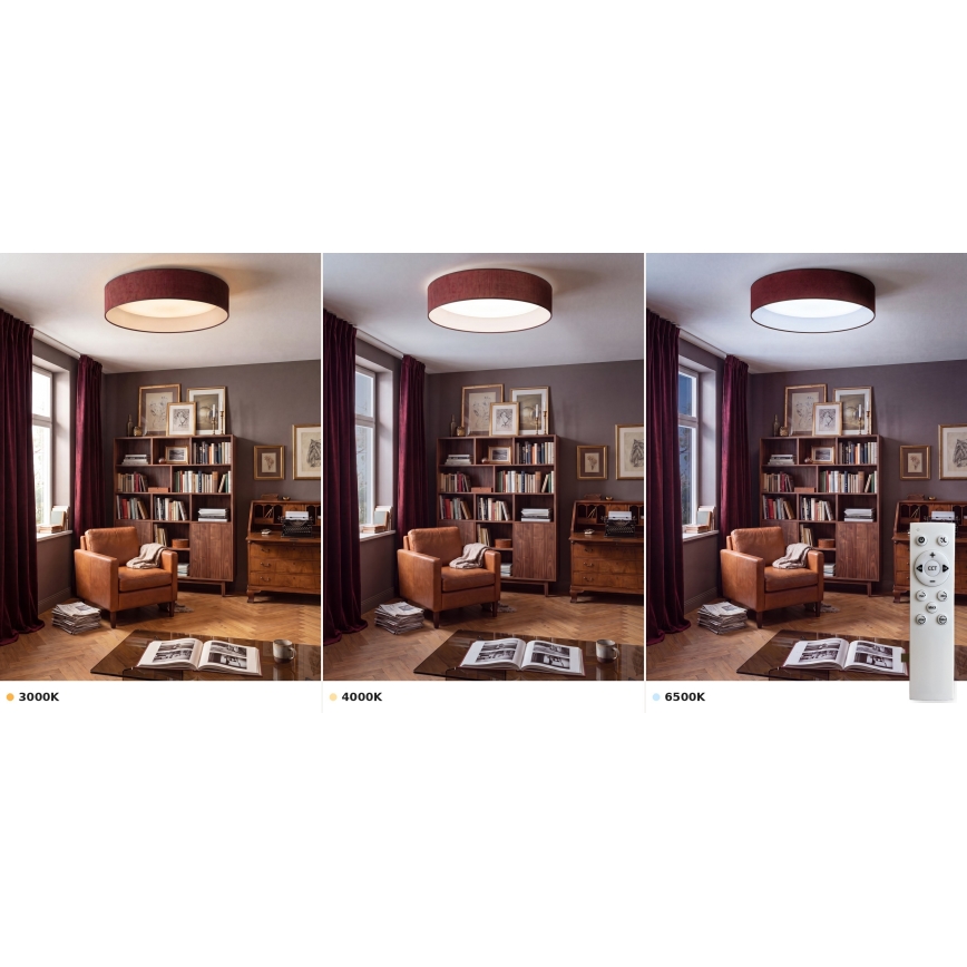 Brilagi - Dimbare LED-plafondlamp VELVET SMART VARI LED/24W/230V 3000-6500K Ø 45 cm wijnrood + afstandsbediening