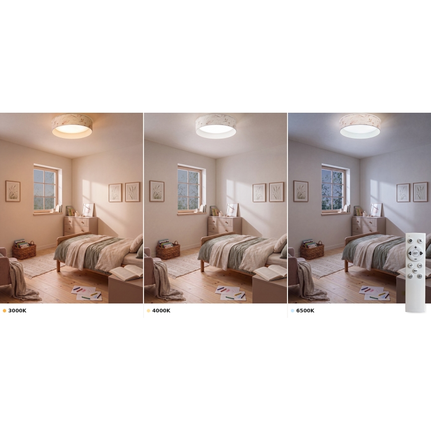 Brilagi - LED dimbare plafondlamp VELVET SMART VARI LED/24W/230V 3000-6500K Ø 45 cm wit/bloemen + afstandsbediening