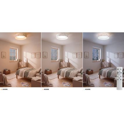 Brilagi - Dimbare LED-plafondlamp VELVET SMART VARI LED/36W/230V 3000-6500K Ø 55 cm wit/bloemen + afstandsbediening