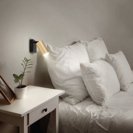 Brilagi - LED RGBW dimbare wandspot SELE 1xGU10/4,8W/230V 3000K zwart/goud + afstandsbediening
