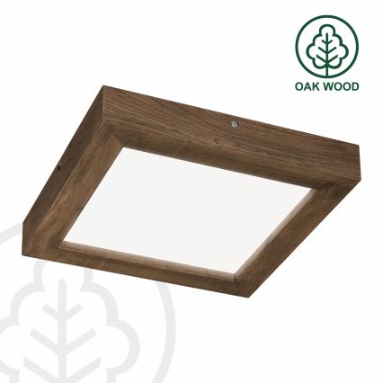 Brilagi - LED dimbare badkamer plafondlamp WOODY FRAME LED/24W/230V eiken walnoot 30x30 cm 3000-6000K IP44 + afstandsbediening
