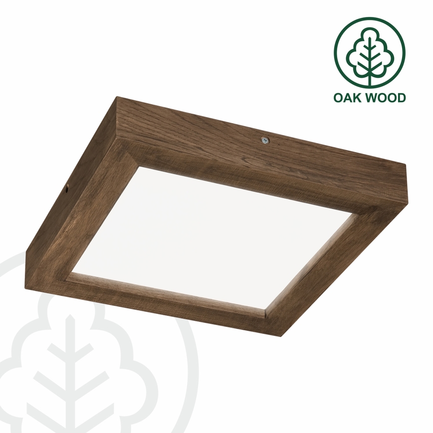 Brilagi - LED dimbare badkamer plafondlamp WOODY FRAME LED/24W/230V eiken walnoot 30x30 cm 3000-6000K IP44 + afstandsbediening