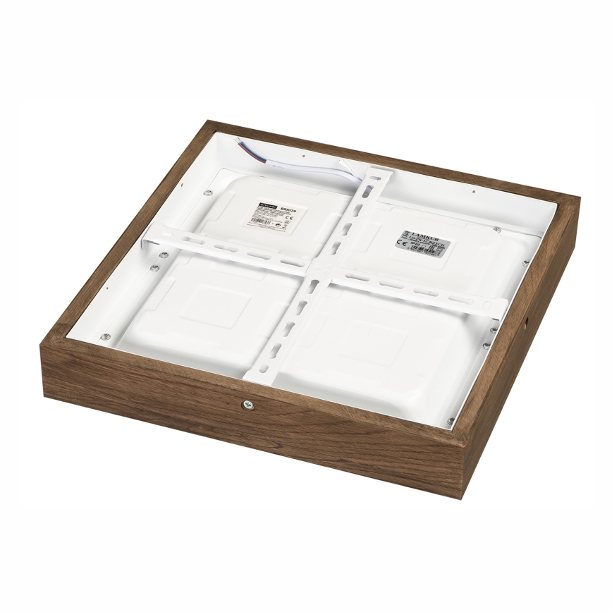 Brilagi - LED dimbare badkamer plafondlamp WOODY FRAME LED/24W/230V eiken walnoot 30x30 cm 3000-6000K IP44 + afstandsbediening