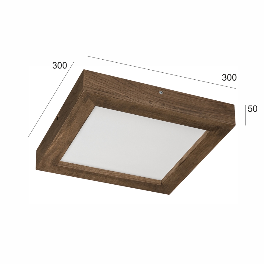 Brilagi - LED dimbare badkamer plafondlamp WOODY FRAME LED/24W/230V eiken walnoot 30x30 cm 3000-6000K IP44 + afstandsbediening
