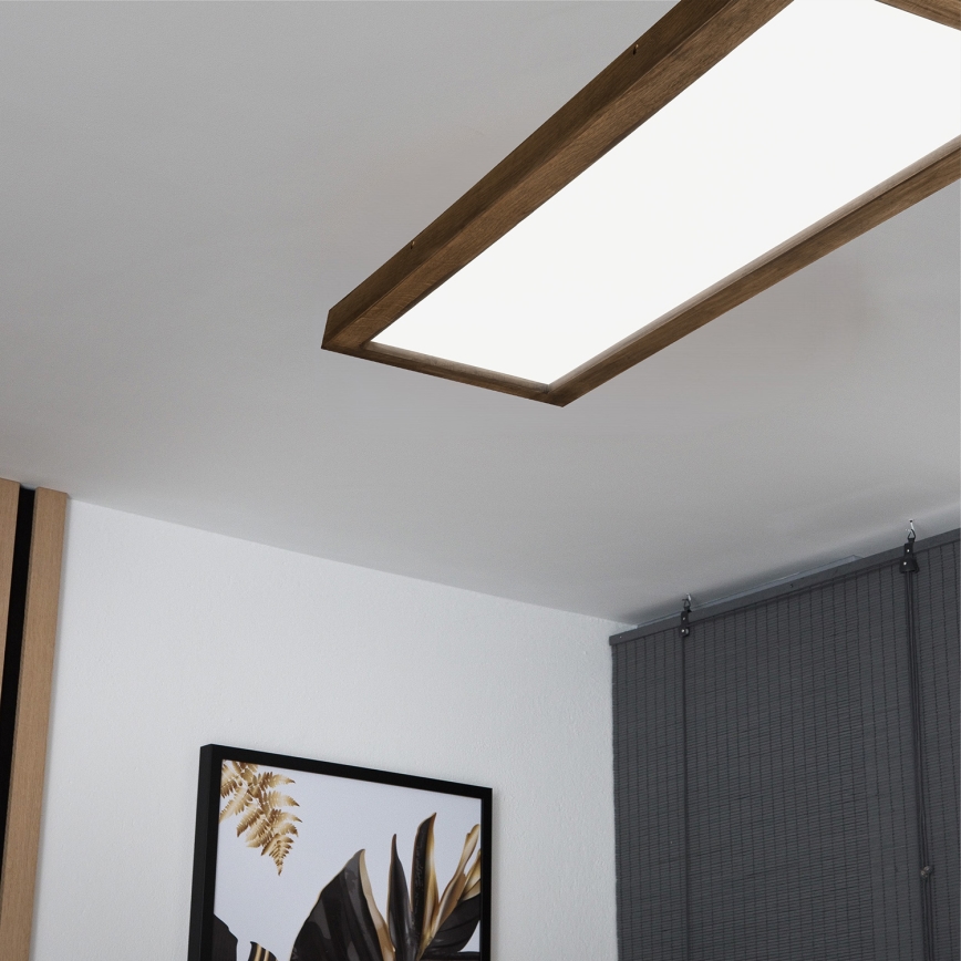 Brilagi - LED dimbare badkamer plafondlamp WOODY FRAME LED/50W/230V eiken walnoot 120x30 cm 3000-6000K IP44 + afstandsbediening