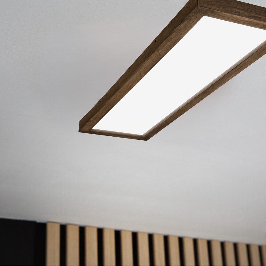 Brilagi - LED dimbare badkamer plafondlamp WOODY FRAME LED/50W/230V eiken walnoot 120x30 cm 3000-6000K IP44 + afstandsbediening