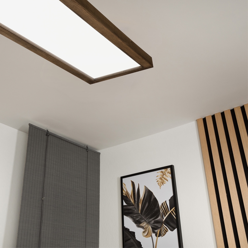 Brilagi - LED dimbare badkamer plafondlamp WOODY FRAME LED/50W/230V eiken walnoot 120x30 cm 3000-6000K IP44 + afstandsbediening