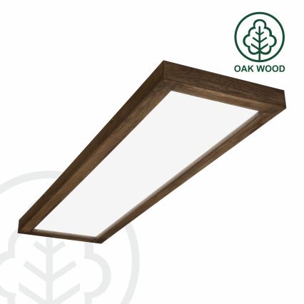 Brilagi - LED dimbare badkamer plafondlamp WOODY FRAME LED/50W/230V eiken walnoot 120x30 cm 3000-6000K IP44 + afstandsbediening
