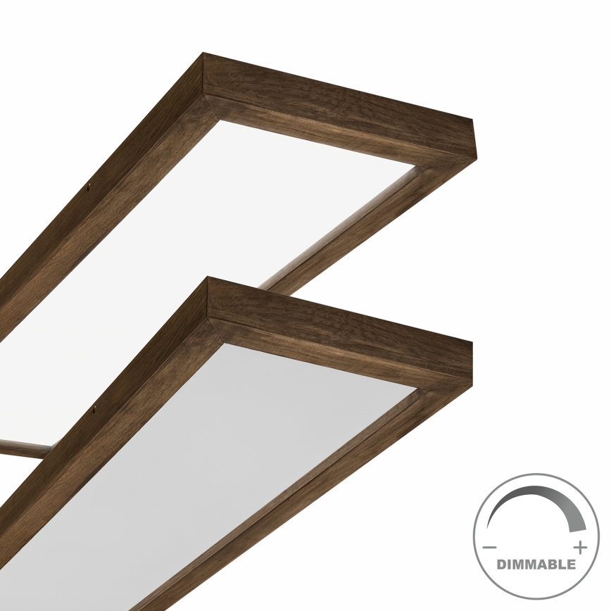 Brilagi - LED dimbare badkamer plafondlamp WOODY FRAME LED/50W/230V eiken walnoot 120x30 cm 3000-6000K IP44 + afstandsbediening
