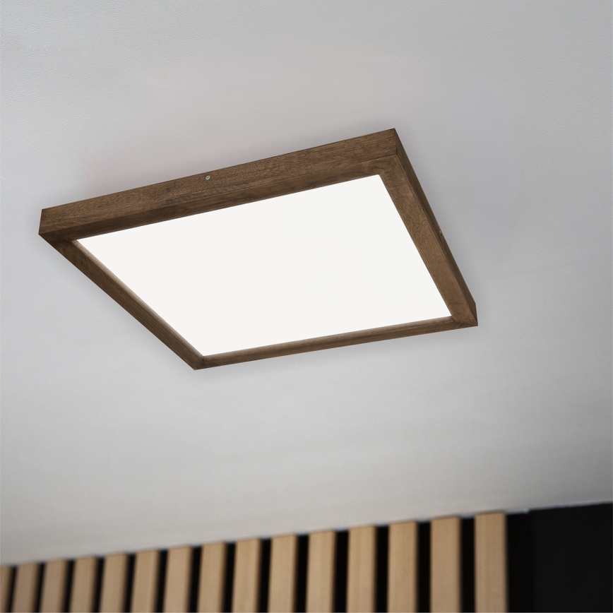 Brilagi - LED dimbare badkamer plafondlamp WOODY FRAME LED/50W/230V eiken walnoot 60x60 cm 3000-6000K IP44 + afstandsbediening
