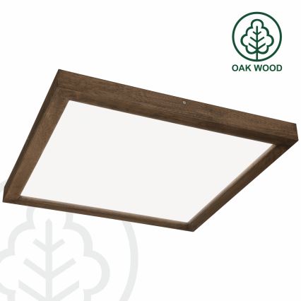 Brilagi - LED dimbare badkamer plafondlamp WOODY FRAME LED/50W/230V eiken walnoot 60x60 cm 3000-6000K IP44 + afstandsbediening