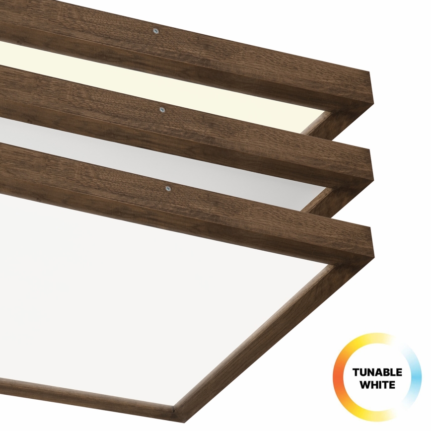 Brilagi - LED dimbare badkamer plafondlamp WOODY FRAME LED/50W/230V eiken walnoot 60x60 cm 3000-6000K IP44 + afstandsbediening