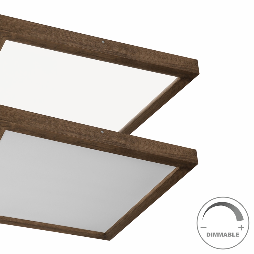 Brilagi - LED dimbare badkamer plafondlamp WOODY FRAME LED/50W/230V eiken walnoot 60x60 cm 3000-6000K IP44 + afstandsbediening