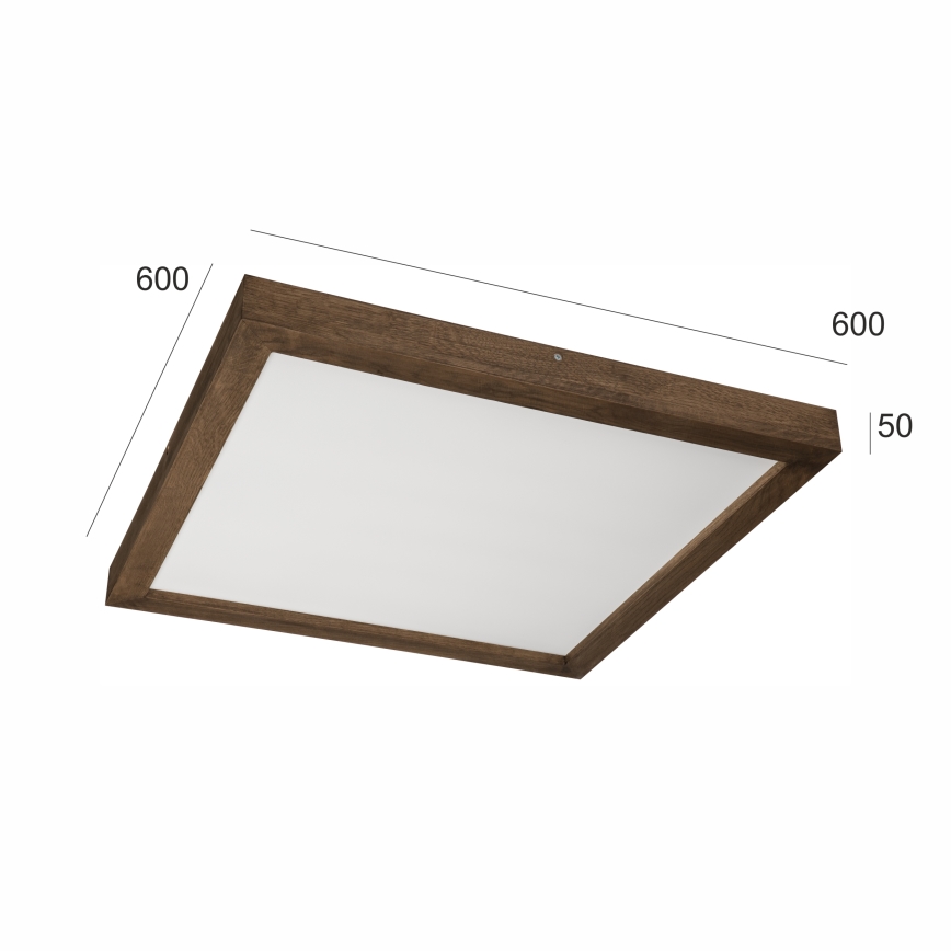 Brilagi - LED dimbare badkamer plafondlamp WOODY FRAME LED/50W/230V eiken walnoot 60x60 cm 3000-6000K IP44 + afstandsbediening