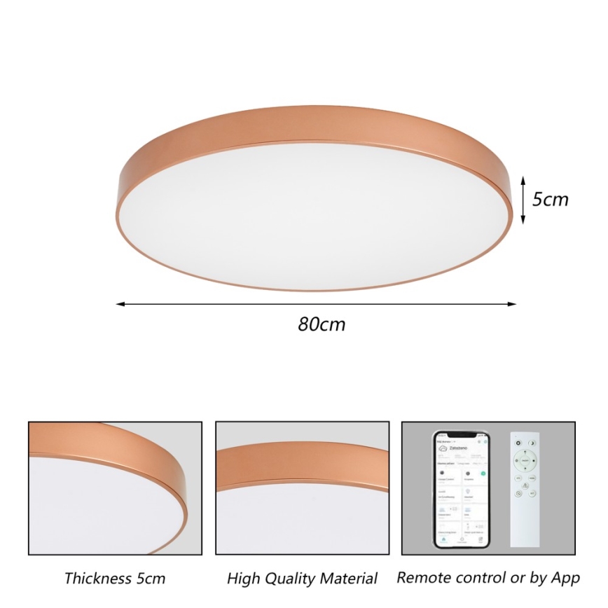 Brilagi - dimbare LED-plafondlamp POOL SMART LED/100W/230V 3000–6000K Ø 80 cm Wi-Fi Tuya, brons + afstandsbediening
