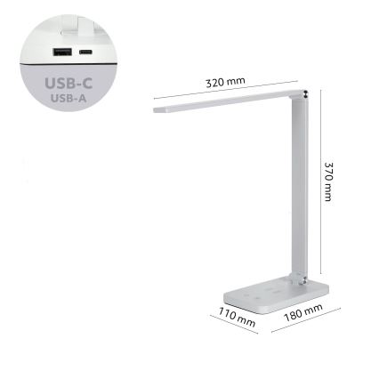 Brilagi - Dimbare aanraaktafellamp met draadloze QI-oplader MODO CHARGE LED/7W/5V 3000/4000/6000K wit