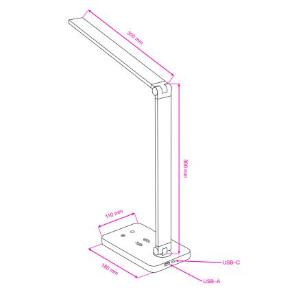Brilagi - Dimbare aanraaktafellamp met draadloze QI-oplader MODO CHARGE LED/7W/5V 3000/4000/6000K wit