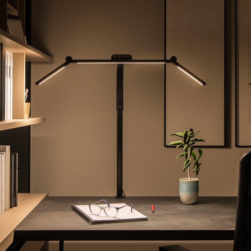 Brilagi - Dimbare aanraak-bureaulamp met klem VARIO LED/24W/230V 3000-6500K CRI 92 zwart