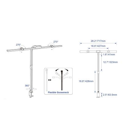 Brilagi - Dimbare aanraak-bureaulamp met klem VARIO LED/24W/230V 3000-6500K CRI 92 zwart