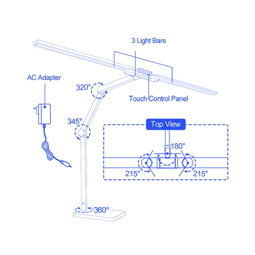 Brilagi - LED-dimbare tafellamp VARIO met aanraakbediening LED/24W/230V 3000-6500K CRI 92 wit