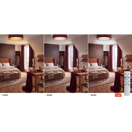 Brilagi - LED-dimbare plafondlamp VELVET SMARTIX STARS LED/36W/230V 3000-6000K Ø 55 cm bordeaux/goud Wi-Fi Tuya Beacon + afstandsbediening