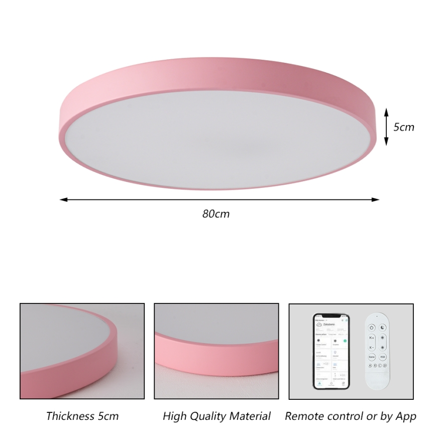 Brilagi - LED dimbare armatuur POOL SMART LED/100W/230V Ø 80 cm Wi-Fi Tuya + afstandsbediening roze