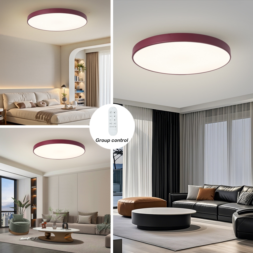 Brilagi - Dimbaar LED-armatuur POOL SMART LED/128W/230V Ø 100 cm Wi‑Fi Tuya + afstandsbediening, bordeaux