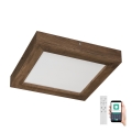 Brilagi - LED dimbare badkamer plafondlamp WOODY FRAME LED/24W/230V eiken walnoot 30x30 cm 3000-6000K IP44 + afstandsbediening