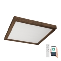 Brilagi - LED dimbare badkamer plafondlamp WOODY FRAME LED/50W/230V eiken walnoot 60x60 cm 3000-6000K IP44 + afstandsbediening