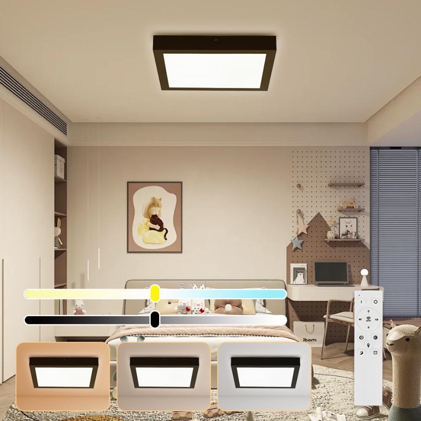 Brilagi - LED Dimbare badkamer plafondverlichting FRAME SMART LED/24W/230V 30x30 cm 3000-6000K IP44 zwart + afstandsbediening