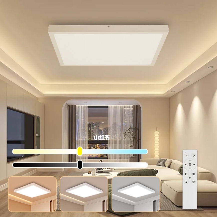 Brilagi - LED Dimbare badkamer plafondverlichting FRAME SMART LED/50W/230V 60x60 cm 3000-6000K IP44 wit + afstandsbediening