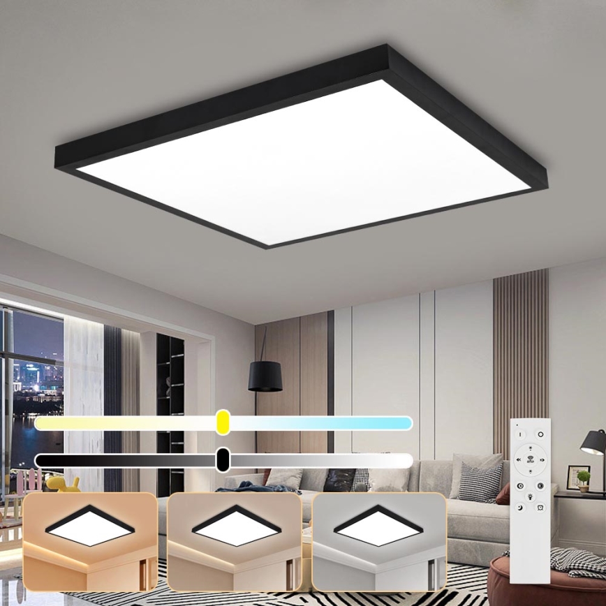 Brilagi - LED Dimbare badkamer plafondverlichting FRAME SMART LED/50W/230V 60x60 cm 3000-6000K IP44 zwart + afstandsbediening