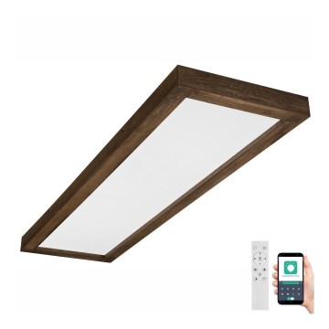 Brilagi - LED Dimbare badkamer plafondverlichting WOODY FRAME LED/50W/230V eiken 120x30 cm 3000-6000K IP44 + afstandsbediening