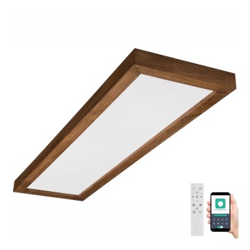 Brilagi - LED Dimbare badkamer plafondverlichting WOODY FRAME LED/50W/230V eiken kers 120x30 cm 3000-6000K IP44 + afstandsbediening
