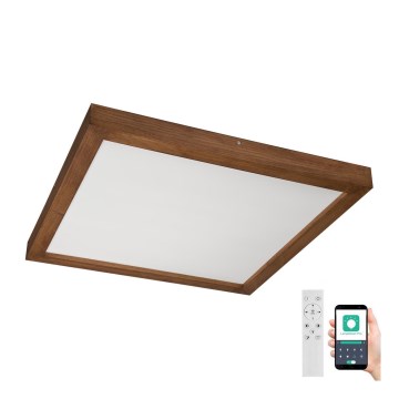 Brilagi - LED Dimbare badkamer plafondverlichting WOODY FRAME LED/50W/230V eiken kers 60x60 cm 3000-6000K IP44 + afstandsbediening