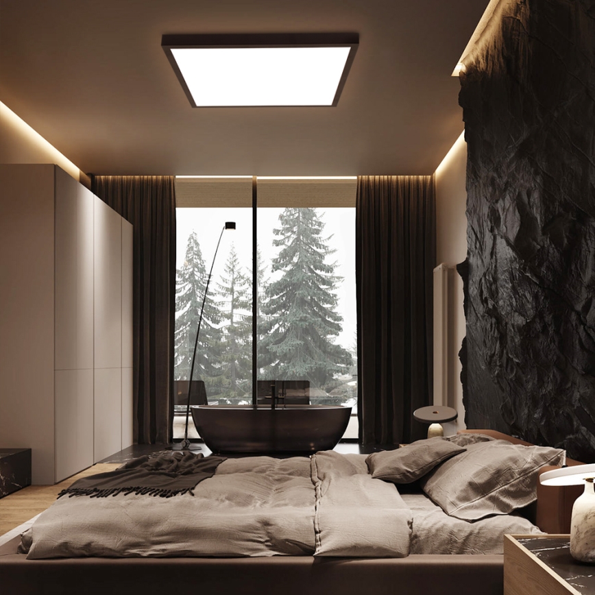 Brilagi - LED-dimbare plafondlamp voor de badkamer FRAME SMART LED/50W/230V 60x60 cm 3000-6000K IP44 zwart + afstandsbediening