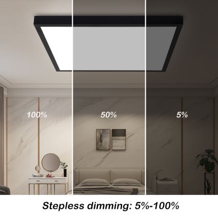 Brilagi - LED-dimbare plafondlamp voor de badkamer FRAME SMART LED/50W/230V 60x60 cm 3000-6000K IP44 zwart + afstandsbediening