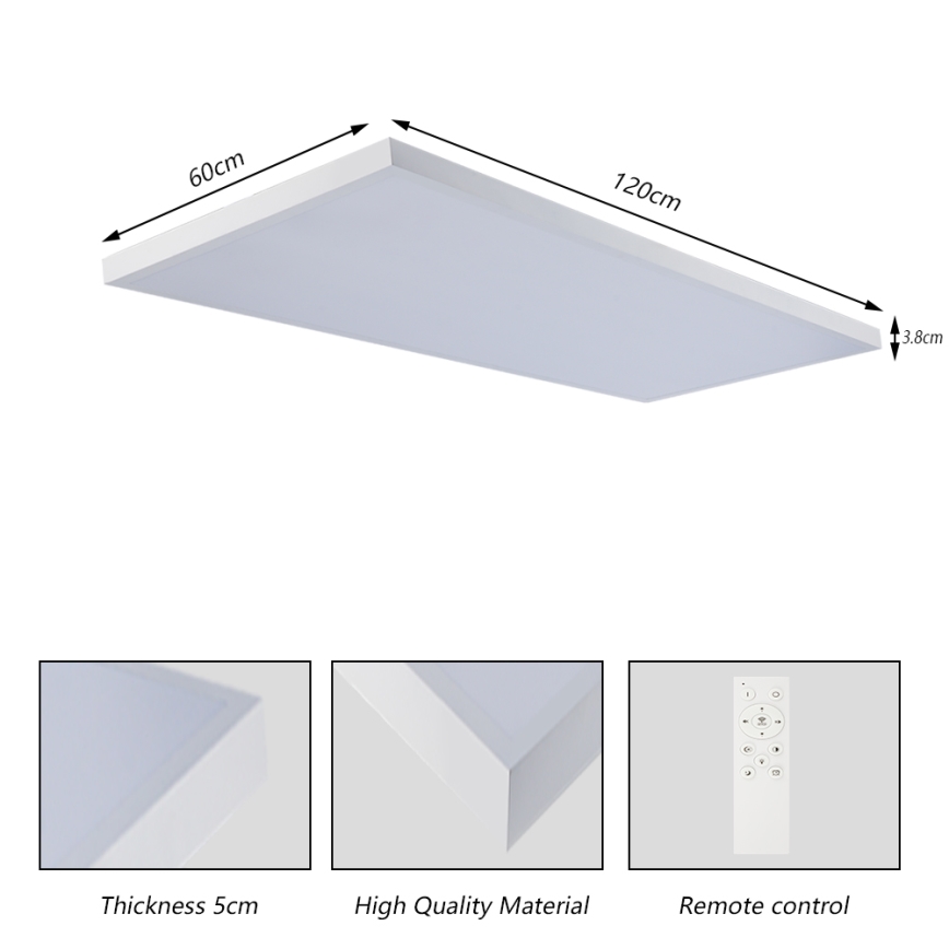 Brilagi - LED-dimbare plafondlamp voor badkamer FRAME SMART LED/96W/230V 120x60 cm 3000-6000K IP44 wit + afstandsbediening
