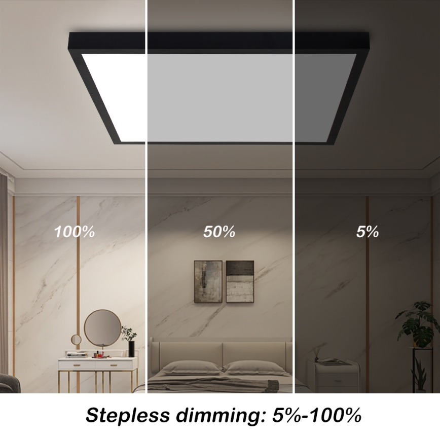 Brilagi - Dimbare badkamer plafondlamp FRAME SMART LED/50W/230V 60x60 cm 3000-6000K IP44 zwart + afstandsbediening
