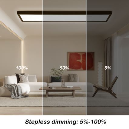 Brilagi - Dimbare LED-plafondlamp FRAME SMART voor de badkamer LED/50W/230V 120x30 cm 3000-6000K IP44 zwart + inclusief afstandsbediening