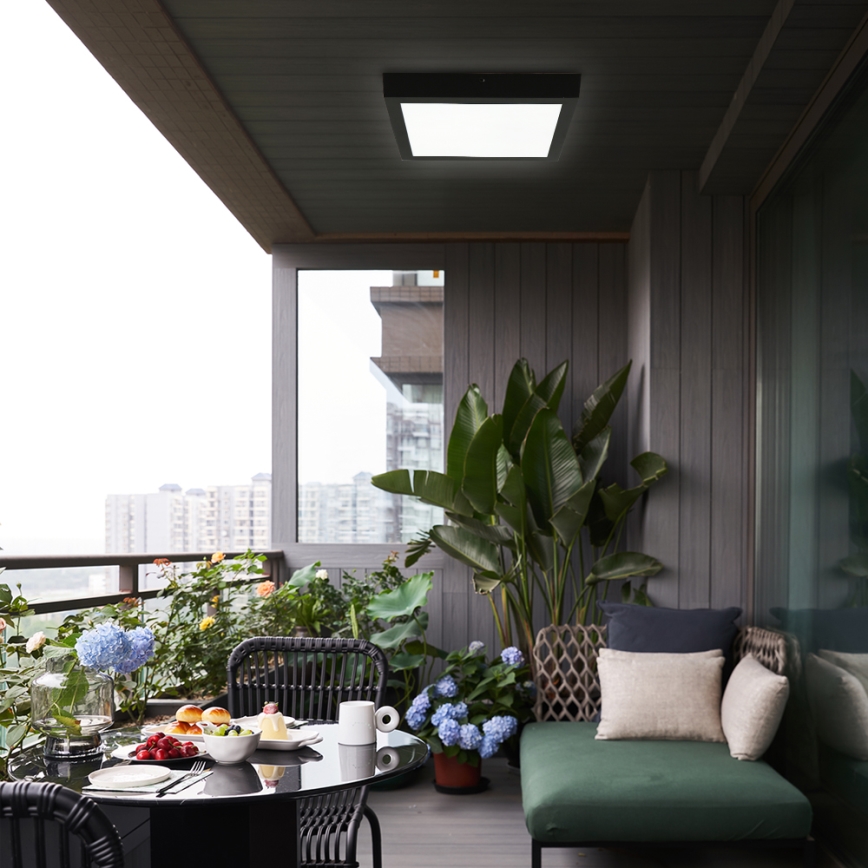 Brilagi - LED Dimbare badkamer plafondverlichting FRAME SMART LED/24W/230V 30x30 cm 3000-6000K IP44 zwart + afstandsbediening