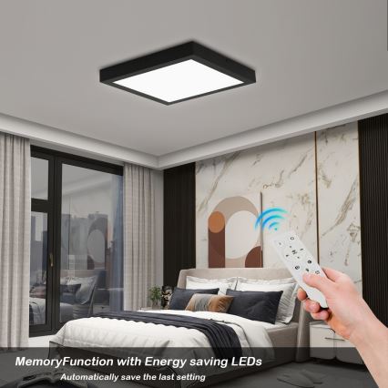 Brilagi - LED Dimbare badkamer plafondverlichting FRAME SMART LED/24W/230V 30x30 cm 3000-6000K IP44 zwart + afstandsbediening