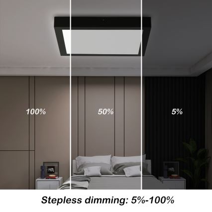 Brilagi - LED Dimbare badkamer plafondverlichting FRAME SMART LED/24W/230V 30x30 cm 3000-6000K IP44 zwart + afstandsbediening
