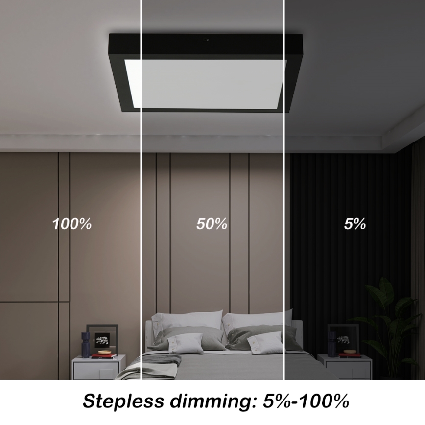 Brilagi - LED Dimbare badkamer plafondverlichting FRAME SMART LED/24W/230V 30x30 cm 3000-6000K IP44 zwart + afstandsbediening