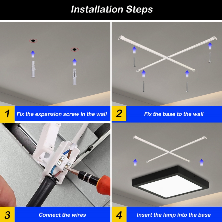 Brilagi - LED Dimbare badkamer plafondverlichting FRAME SMART LED/24W/230V 30x30 cm 3000-6000K IP44 zwart + afstandsbediening