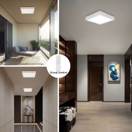Brilagi - LED Dimbare badkamer plafondverlichting FRAME SMART LED/24W/230V 30x30 cm 3000-6000K IP44 wit + afstandsbediening