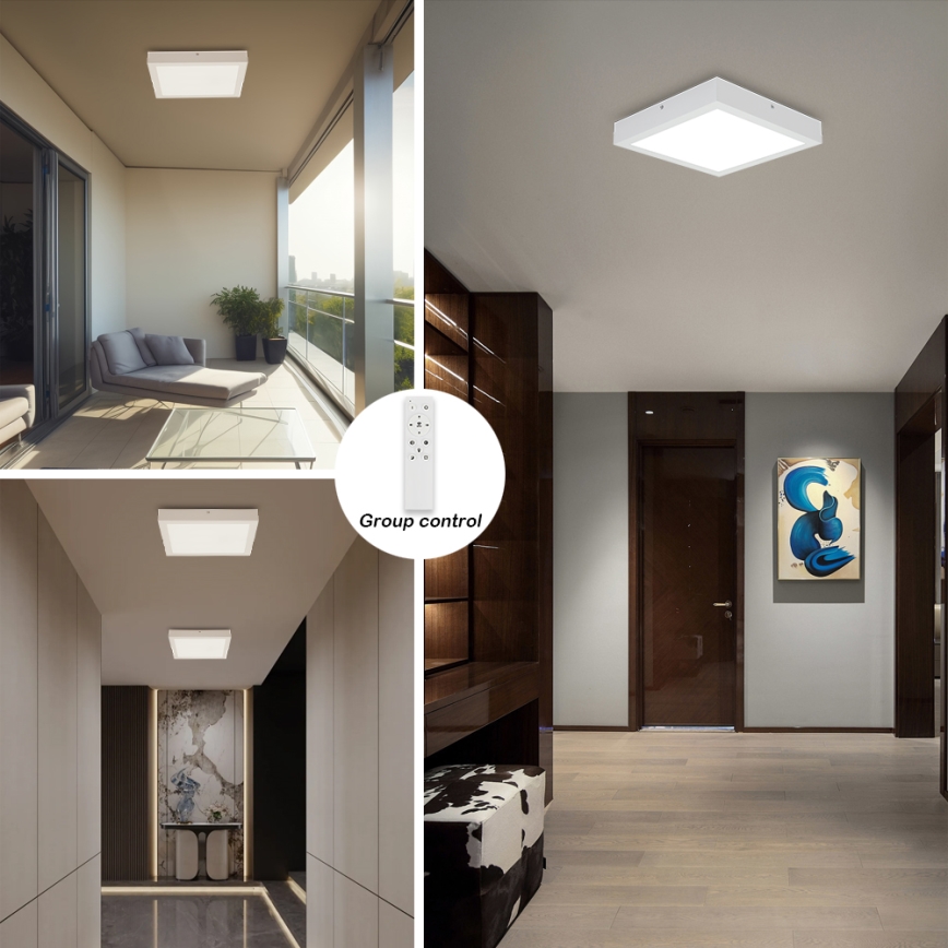 Brilagi - LED Dimbare badkamer plafondverlichting FRAME SMART LED/24W/230V 30x30 cm 3000-6000K IP44 wit + afstandsbediening